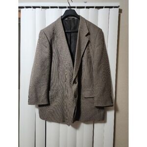 Petrocelli Men's Brown Jacket Blazer Sz 52R Tweed 100% Wool 2 Button
